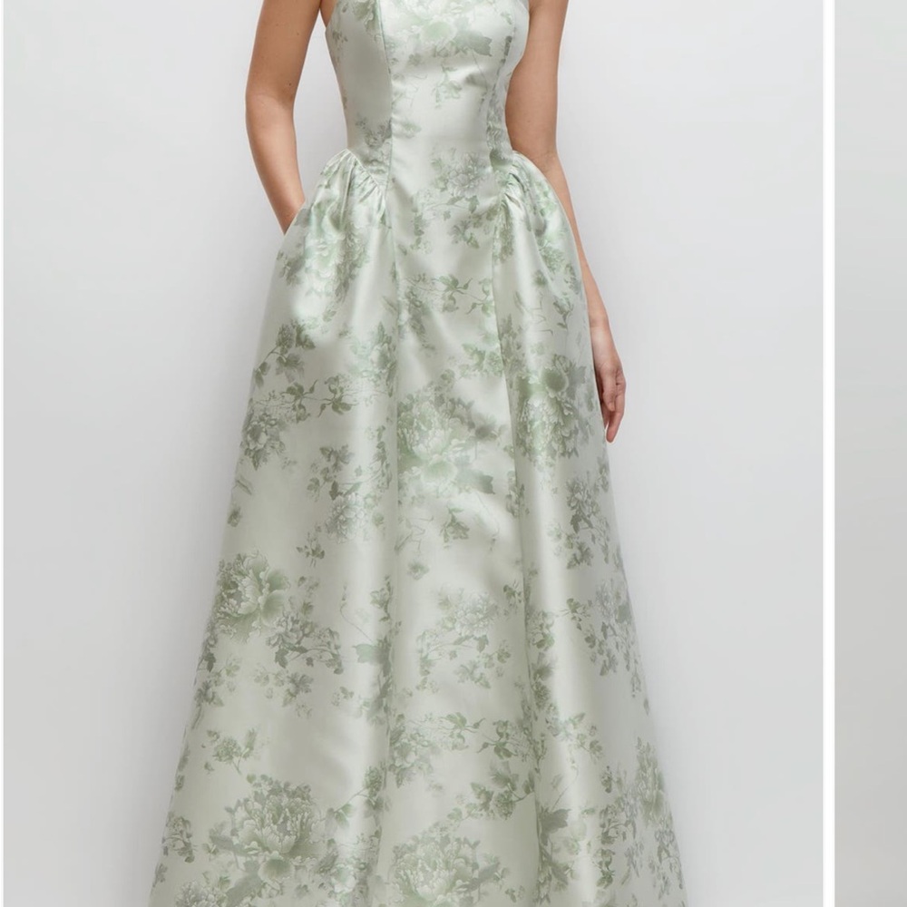 Dessy Collection Sage Floral Maxi Dress Size 8 (worn once)